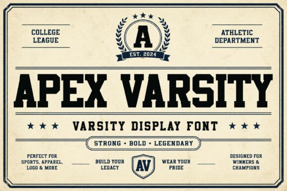 Apex Varsity: A Bold Athletic Typeface for Modern Designers